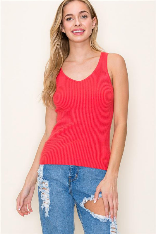 Staccato Ribbed Sweater V Neck